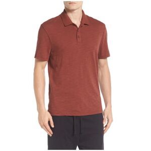 Vince. Slub Rust Orange Polo Short Sleeve Shirt Men’s Medium 100% Cotton